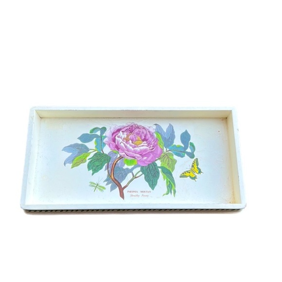 Vintage Chippy Cottagecore Dresser Tray Peony - Picture 1 of 4